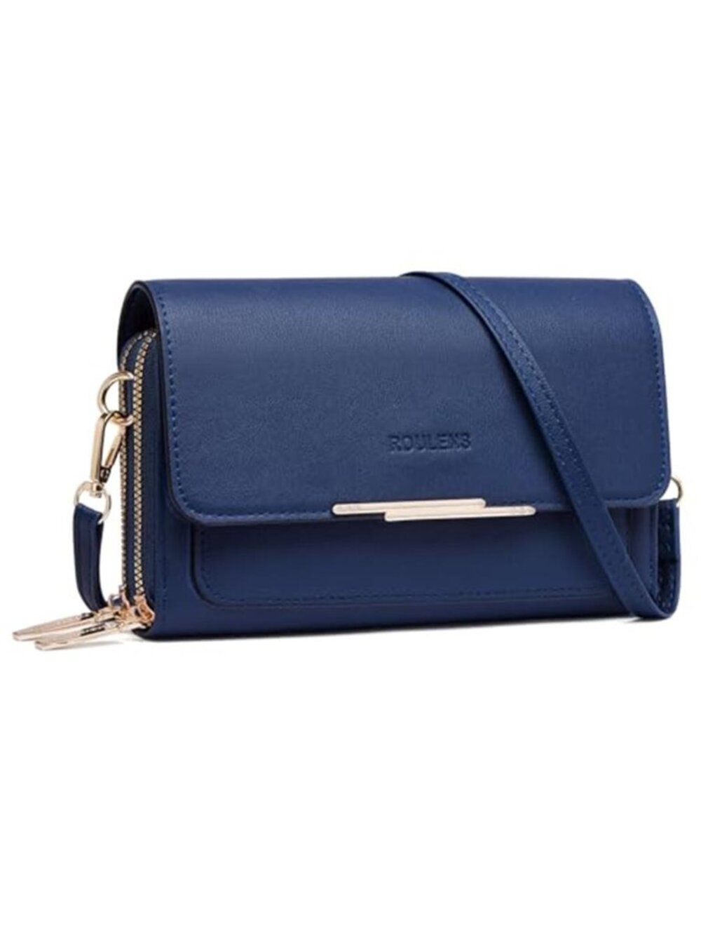 Navy Blue Small Crossbody Bag PU Leather Cell Phone Purse Card Slots Wallet